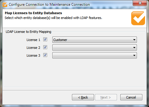 Map License to Entity Databases Interface